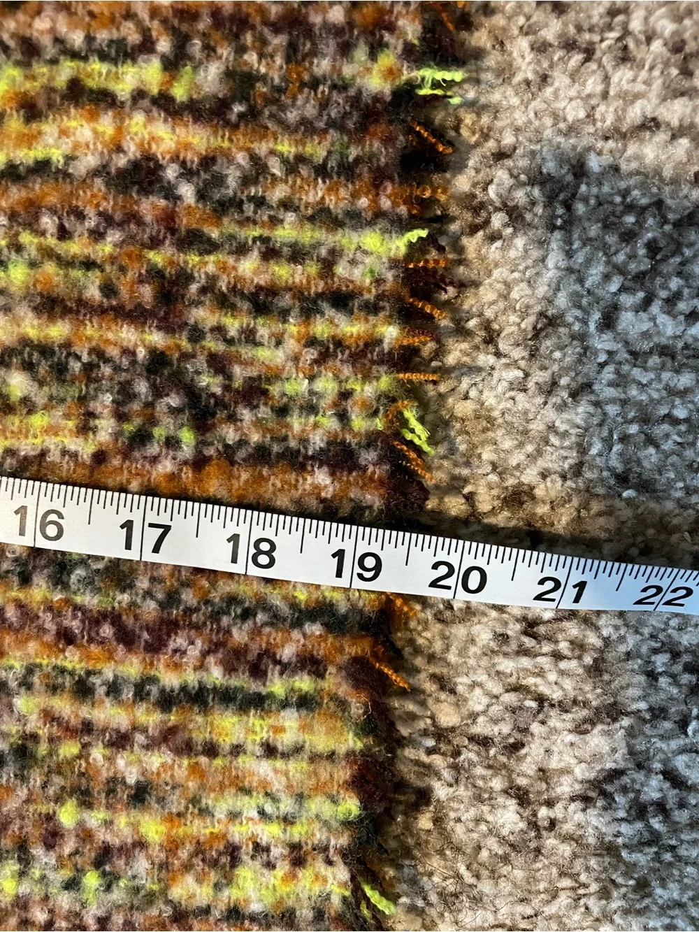 Multicolor Scarf w/White Fringe (Length 71 in)